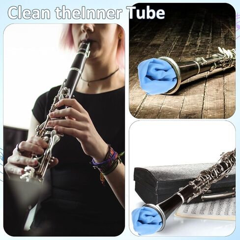 cobee 4 Pcs Clarinet Swab Clarinet Cleaning Cloth, Blue and Purple Clarinet Cleaner Flute Cleaning Cloth, Clarinet Cleaning Cloth with String for Clarinet Piccolo Flute Saxophone in Saudi Arabia