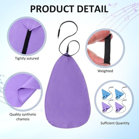 cobee 4 Pcs Clarinet Swab Clarinet Cleaning Cloth, Blue and Purple Clarinet Cleaner Flute Cleaning Cloth, Clarinet Cleaning Cloth with String for Clarinet Piccolo Flute Saxophone in Saudi Arabia