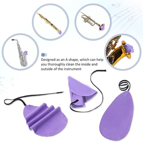 cobee 4 Pcs Clarinet Swab Clarinet Cleaning Cloth, Blue and Purple Clarinet Cleaner Flute Cleaning Cloth, Clarinet Cleaning Cloth with String for Clarinet Piccolo Flute Saxophone in Saudi Arabia