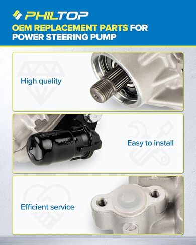 PHILTOP 20-70269 Power Steering Pump Fit For 2002-2007 Ram 1500, Power Steering Pump with Reservoir & Pulley in Saudi Arabia
