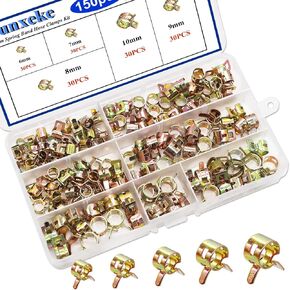 150Pcs Spring Band Hose Clamps Assortment Kit,5 Sizes Fuel Line Hose Clamps,Low Pressure Air Clip Strap Clamp for Silicone Vacuum Hose Clamp Fuel Line Clamps (6mm 7mm 8mm 9mm 10mm) in Kuwait