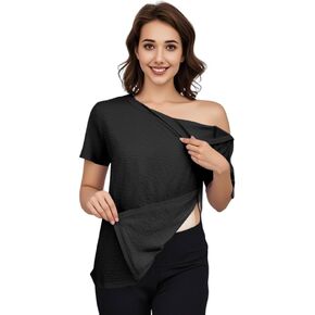 Women's Post Shoulder Surgery Tear Away Shirt Short Sleeve Side Snap Chemo Port Postpartum Shirts Adaptive Clothing in Kuwait