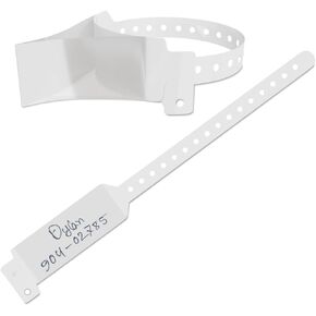 Adjustable Medical ID Wristband for Adults & Seniors – Waterproof White Hospital Bracelet – Durable Plastic Wrist Band for Elderly, Patient Use, Caregiver, or Clinic ID Needs in Saudi Arabia