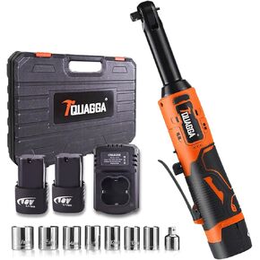 3/8" Cordless Electric Ratchet Wrench Set, 12V Power Ratchet Tool Kit With 2 Packs 2000mAh Battery And Charger, 45 FT-LBS Battery Powered Wrench with Infinitely Variable Speeds in Kuwait