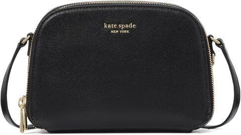 kate spade new york Devin Breezy DOT Embossed Saffiano Leather Double Zip Dome Crossbody, Black Multi in Kuwait