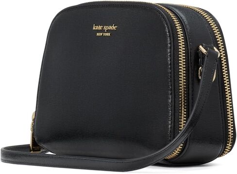 kate spade new york Devin Breezy DOT Embossed Saffiano Leather Double Zip Dome Crossbody, Black Multi in Kuwait