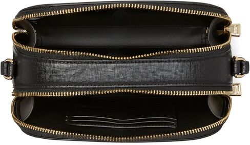 kate spade new york Devin Breezy DOT Embossed Saffiano Leather Double Zip Dome Crossbody, Black Multi in Kuwait