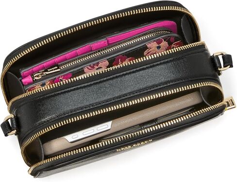 kate spade new york Devin Breezy DOT Embossed Saffiano Leather Double Zip Dome Crossbody, Black Multi in Kuwait