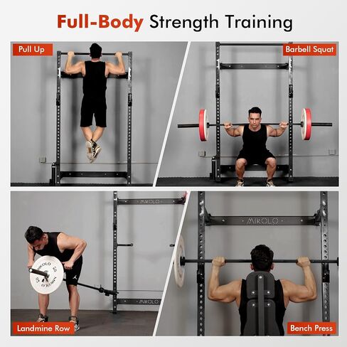 Mikolo 2" x 2" Folding Wall Mounted Squat Rack, 1000 Pounds Capacity Power Rack with Pull Up Bar, J Hooks and Other Attachments, Space-Saving Home Gym in Saudi Arabia