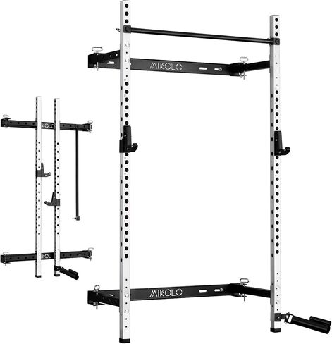 Mikolo 2 "× 2" رف القرفصاء القابل للطي مثبتة على الحائط ، رف طاقة 1000 رطل مع شريط السحب ، والسنانير J والمرفقات الأخرى ، صالة الألعاب الرياضية لتوفير الفضاء in Kuwait