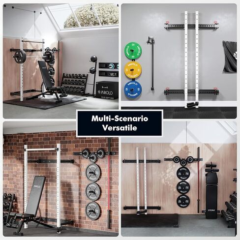 Mikolo 2 "× 2" رف القرفصاء القابل للطي مثبتة على الحائط ، رف طاقة 1000 رطل مع شريط السحب ، والسنانير J والمرفقات الأخرى ، صالة الألعاب الرياضية لتوفير الفضاء in Kuwait