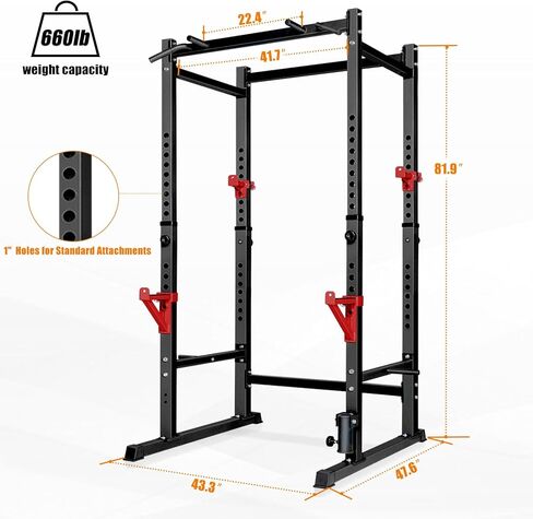 Bongkim Power Rack, Rack Cage for Weight Training, Adjustable Squat Stand Rack for Home Gym Equipment, Lifting Cage with 660lb Capacity in Kuwait