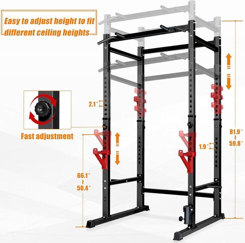Bongkim Power Rack, Rack Cage for Weight Training, Adjustable Squat Stand Rack for Home Gym Equipment, Lifting Cage with 660lb Capacity in Kuwait