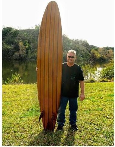 Wooden Surfboard Longboard Handmade Stylish Fins Glossy Exterior Red Cedar Epoxy Surfboard in Kuwait
