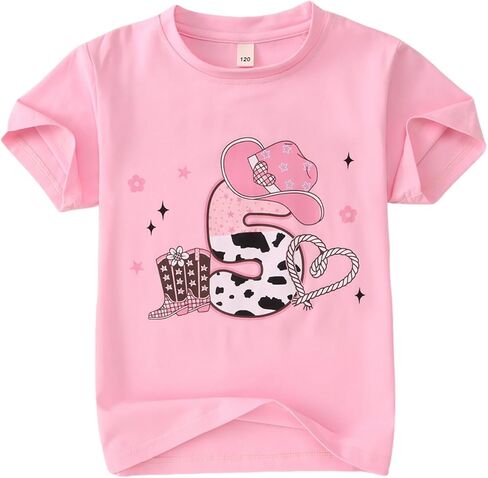GLIGLITTR Birthday Girl Shirt Toddler Girls Cowgirl Hat Birthday T-Shirt Kids Western B-Day Party Gift Graphic Tees 2-7 Years in Saudi Arabia