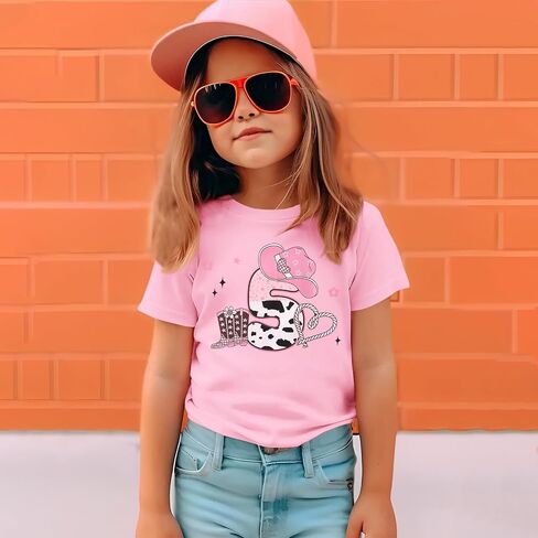 GLIGLITTR Birthday Girl Shirt Toddler Girls Cowgirl Hat Birthday T-Shirt Kids Western B-Day Party Gift Graphic Tees 2-7 Years in Saudi Arabia