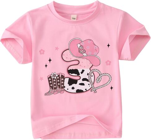 Birthday Girl Shirt Toddler Girls Cowgirl Hat Birthday T-Shirt Kids Western B-Day Party Gift Graphic Tees 2-7 Years in Saudi Arabia