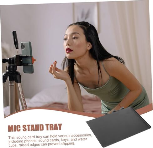 Plastic Sound Card Tray for Microphone Clip Stand Bracket for Live Broadcasts Recording Studios and Offices Sturdy Accessory Holder Raised Edges in Kuwait