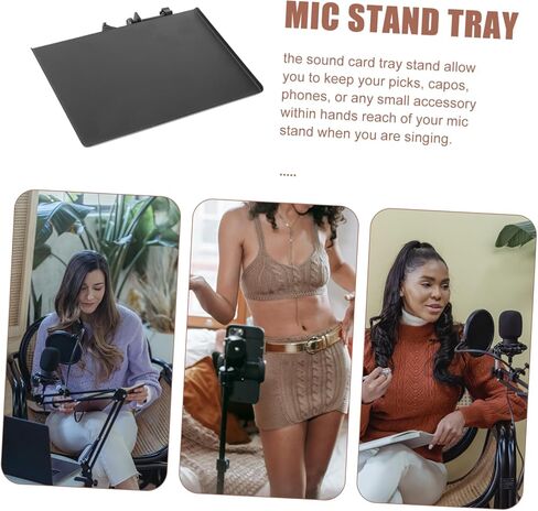 Plastic Sound Card Tray for Microphone Clip Stand Bracket for Live Broadcasts Recording Studios and Offices Sturdy Accessory Holder Raised Edges in Kuwait