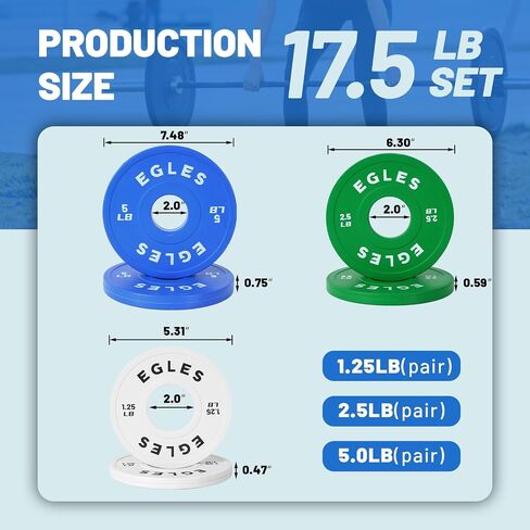 Egles Change Plates Set 1.25LB, 2.5LB, 5LB - Rubber-Coated Weight Plates in Pairs, Olympic Bumper Plates, Color-Coded, IWF Standard, Fit 2-Inch Barbells Strength Training Weight Plates Gym & Fitness in Saudi Arabia