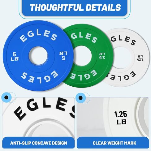 Egles Change Plates Set 1.25LB, 2.5LB, 5LB - Rubber-Coated Weight Plates in Pairs, Olympic Bumper Plates, Color-Coded, IWF Standard, Fit 2-Inch Barbells Strength Training Weight Plates Gym & Fitness in Saudi Arabia