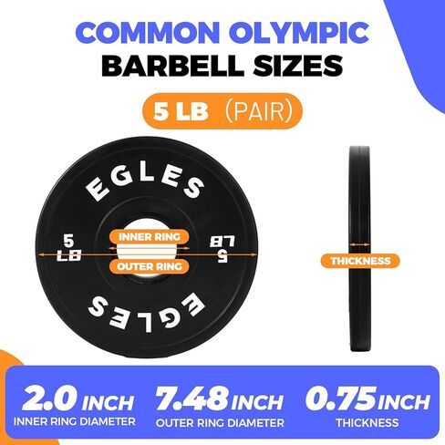 Egles Change Plates Set 1.25LB, 2.5LB, 5LB - Rubber-Coated Weight Plates in Pairs, Olympic Bumper Plates, Color-Coded, IWF Standard, Fit 2-Inch Barbells Strength Training Weight Plates Gym & Fitness in Saudi Arabia