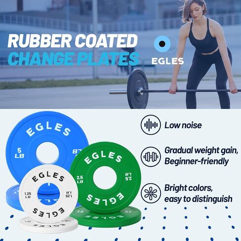 Egles Change Plates Set 1.25LB, 2.5LB, 5LB - Rubber-Coated Weight Plates in Pairs, Olympic Bumper Plates, Color-Coded, IWF Standard, Fit 2-Inch Barbells Strength Training Weight Plates Gym & Fitness in Saudi Arabia