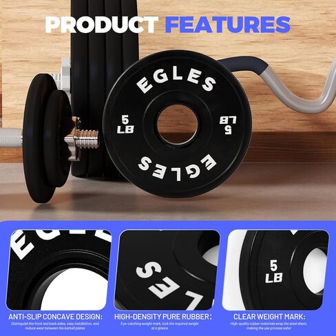 Egles Change Plates Set 1.25LB, 2.5LB, 5LB - Rubber-Coated Weight Plates in Pairs, Olympic Bumper Plates, Color-Coded, IWF Standard, Fit 2-Inch Barbells Strength Training Weight Plates Gym & Fitness in Saudi Arabia