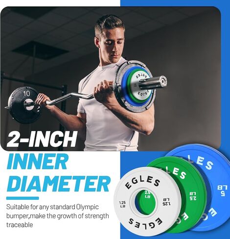 Egles Change Plates Set 1.25LB, 2.5LB, 5LB - Rubber-Coated Weight Plates in Pairs, Olympic Bumper Plates, Color-Coded, IWF Standard, Fit 2-Inch Barbells Strength Training Weight Plates Gym & Fitness in Saudi Arabia