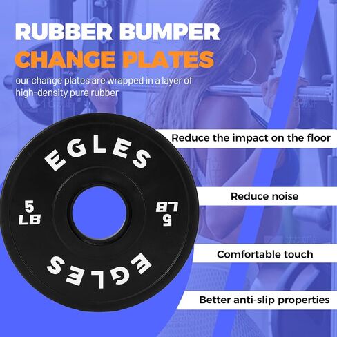 Egles Change Plates Set 1.25LB, 2.5LB, 5LB - Rubber-Coated Weight Plates in Pairs, Olympic Bumper Plates, Color-Coded, IWF Standard, Fit 2-Inch Barbells Strength Training Weight Plates Gym & Fitness in Saudi Arabia