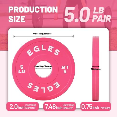 Egles Change Plates Set 1.25LB, 2.5LB, 5LB - Rubber-Coated Weight Plates in Pairs, Olympic Bumper Plates, Color-Coded, IWF Standard, Fit 2-Inch Barbells Strength Training Weight Plates Gym & Fitness in Saudi Arabia