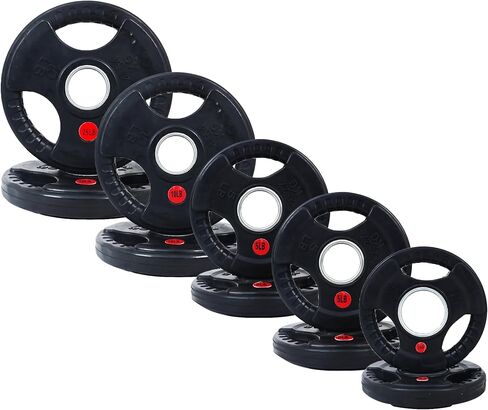 2 بوصة أولمبية المطاط المغلفة لوحة الحديد الزهر لوحة الوزن لتدريب القوة ورفع الأثقال ، وأحجام متعددة in Kuwait