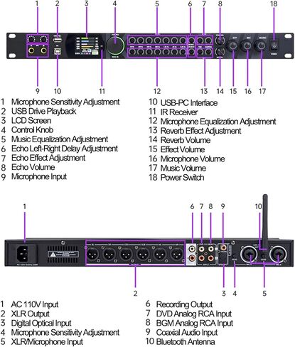 KT900 Professional KTV Digital Effector Pre Stage Suffecor ، Karaoke Reverberator Suffor in Saudi Arabia