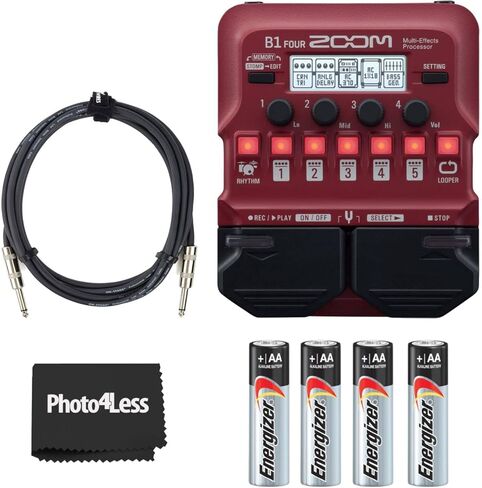 Zoom B1 Four Guitar Multieffects Processor + Premium Max AA (4 Pack) + Cable ، 10 ft. in Saudi Arabia