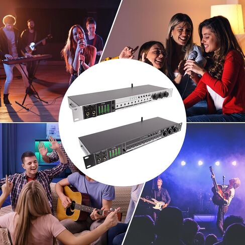 Professional KTV Pre-effector one-button Anti-howling Audio Processor, 4 Input Echo, Support USB MP3 Bluetooth Optical AUX, for for Home KTV, Wedding, Concert, Bands/Stage Performance. (Black) in Kuwait