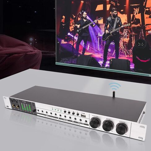 Professional KTV Pre-effector one-button Anti-howling Audio Processor, 4 Input Echo, Support USB MP3 Bluetooth Optical AUX, for for Home KTV, Wedding, Concert, Bands/Stage Performance. (Black) in Kuwait