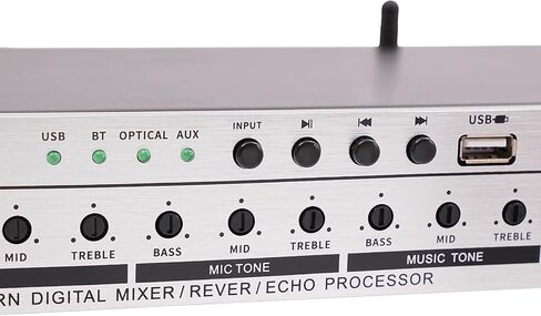 Professional KTV Pre-effector one-button Anti-howling Audio Processor, 4 Input Echo, Support USB MP3 Bluetooth Optical AUX, for for Home KTV, Wedding, Concert, Bands/Stage Performance. (Black) in Kuwait