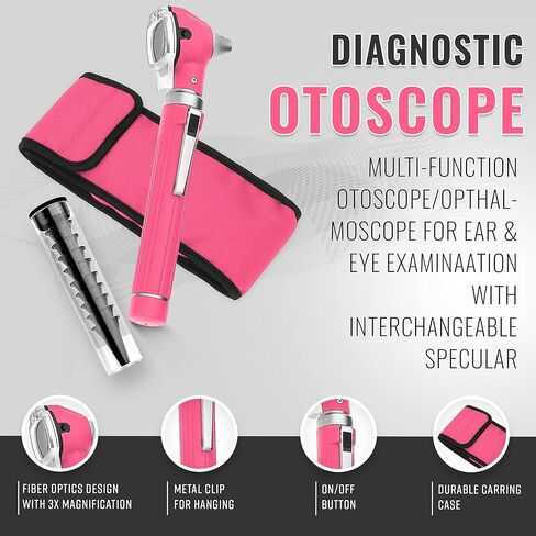 SurgicalOnline Otoscope - نطاق الأذن مع الخفيفة ، كاشف العدوى الأذن ، حجم الجيب ، بألوان 10+! (لون القرنفل) in Saudi Arabia