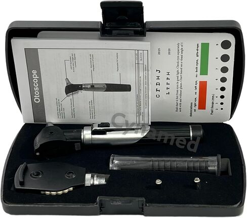 Premium Student Home USE LED Bright Light ENT Diagnostic Otoscope Green Plus 1 Extra Replacement Bulb Plus 10 Specula Cynamed in Saudi Arabia
