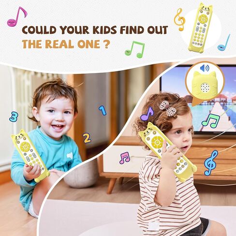 Baby TV Remote Toy with Lights & Sounds​​ - Interactive Learning Toy (3 Languages: English/Spanish/French), 50+ Musical Sounds, Realistic Design - Perfect 1 Year Old Gift for Boys & Girls (Black) in Kuwait