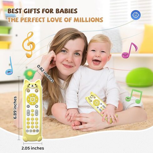 Baby TV Remote Toy with Lights & Sounds​​ - Interactive Learning Toy (3 Languages: English/Spanish/French), 50+ Musical Sounds, Realistic Design - Perfect 1 Year Old Gift for Boys & Girls (Black) in Kuwait