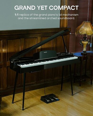 Piano Digital Reverie Grand Digital ، 88 Keys Hammer Action لوحة مفاتيح البيانو ، Home Electric Piano Keyboard للمبتدئين ، Piano 88 Keys مع Bluetooth ، USB-Midi ، 4 مكبرات صوت in Kuwait