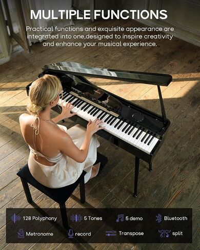 Piano Digital Reverie Grand Digital ، 88 Keys Hammer Action لوحة مفاتيح البيانو ، Home Electric Piano Keyboard للمبتدئين ، Piano 88 Keys مع Bluetooth ، USB-Midi ، 4 مكبرات صوت in Kuwait