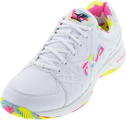 Fila Double Bounce 3 Women's Shoes (Wht/Wht/Pglo) (7.5) in Saudi Arabia