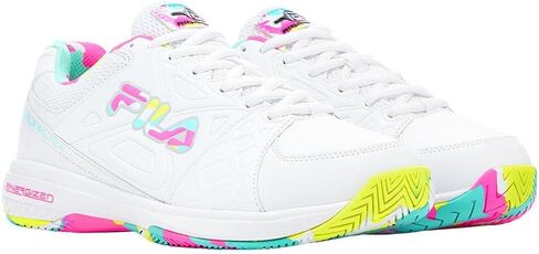 Fila Double Bounce 3 Women's Shoes (Wht/Wht/Pglo) (7.5) in Saudi Arabia