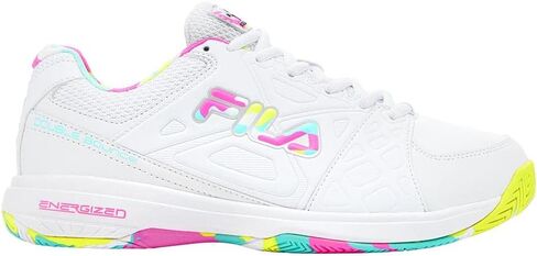 Fila Double Bounce 3 Women's Shoes (Wht/Wht/Pglo) (7.5) in Saudi Arabia