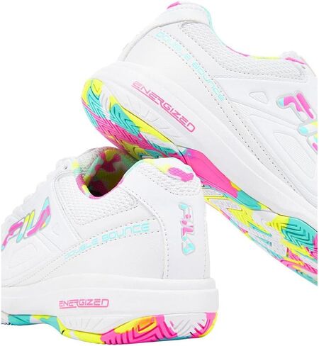 Fila Double Bounce 3 Women's Shoes (Wht/Wht/Pglo) (7.5) in Saudi Arabia