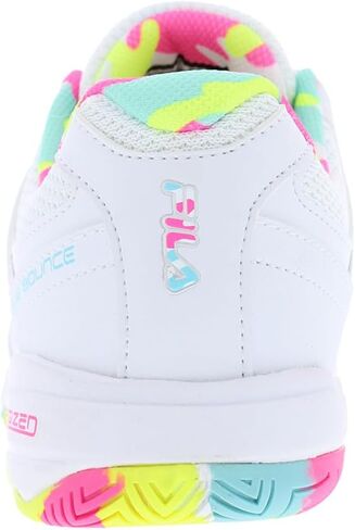 Fila Double Bounce 3 Women's Shoes (Wht/Wht/Pglo) (7.5) in Saudi Arabia