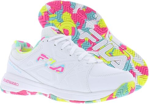 Fila Double Bounce 3 Women's Shoes (Wht/Wht/Pglo) (7.5) in Saudi Arabia