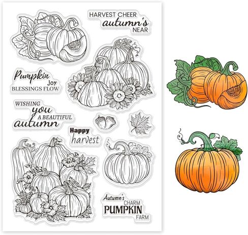Globbleland Outumn Leaves Stamps Clear for DIY Scrapbooking Fall Pumpkin Silicone Clear Stamp Seals Stamps Transparent for Making Photo Photo Journal Home Decoration in Saudi Arabia